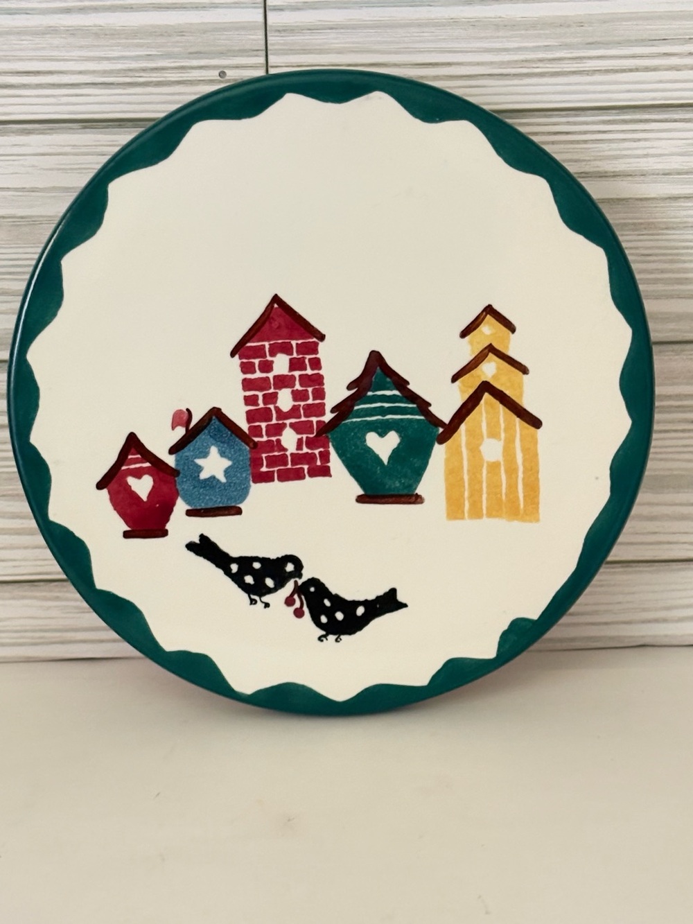 Vintage Chaparral Pottery Birdhouse Ceramic Trivet 7.25” Country Folk Art